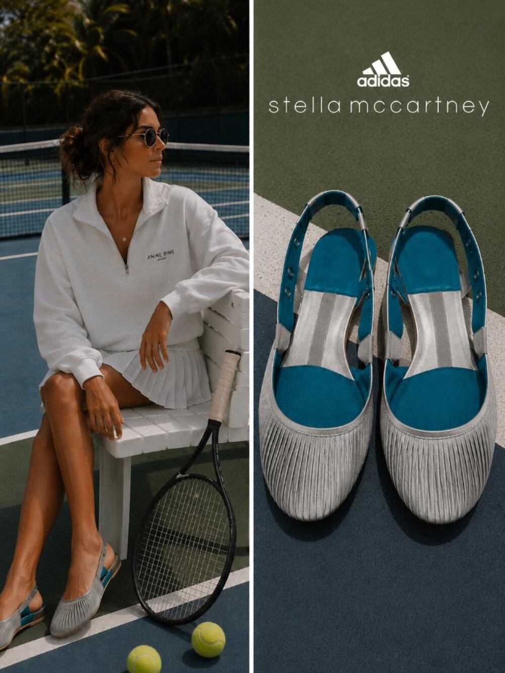 adidas by Stella McCartney Silver Ballet Flats Slingback Shoes Women's US 9